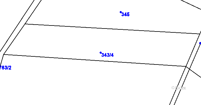 Parcela st. 343/4 v KÚ Štědrákova Lhota, Katastrální mapa