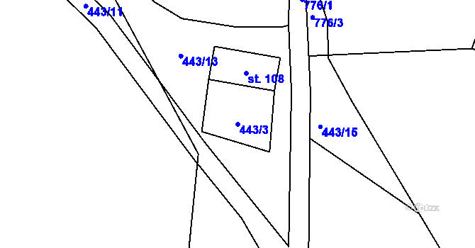 Parcela st. 443/3 v KÚ Štědrákova Lhota, Katastrální mapa