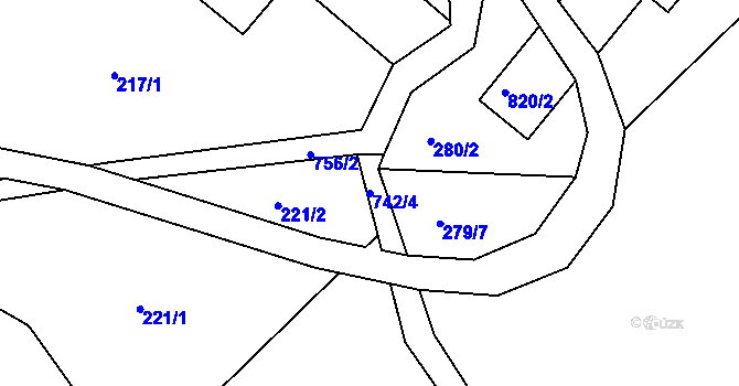 Parcela st. 742/4 v KÚ Štědrákova Lhota, Katastrální mapa
