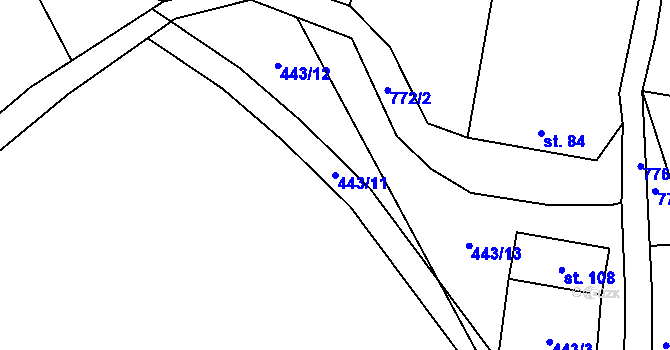 Parcela st. 443/11 v KÚ Štědrákova Lhota, Katastrální mapa