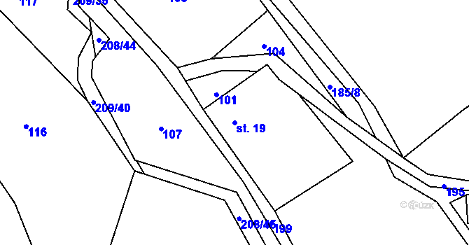 Parcela st. 19 v KÚ Lačnov u Lysic, Katastrální mapa