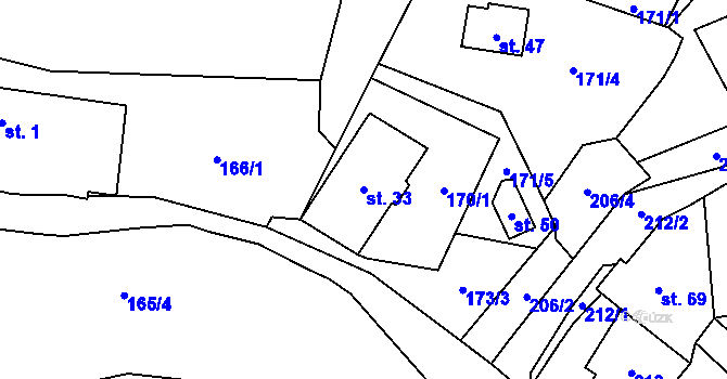 Parcela st. 33 v KÚ Lačnov u Lysic, Katastrální mapa