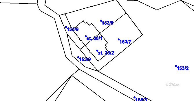 Parcela st. 36/2 v KÚ Lačnov u Lysic, Katastrální mapa
