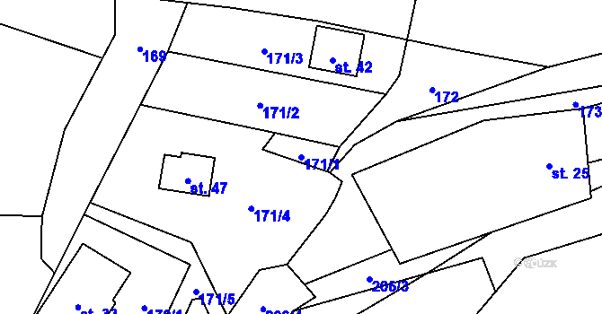 Parcela st. 171/1 v KÚ Lačnov u Lysic, Katastrální mapa