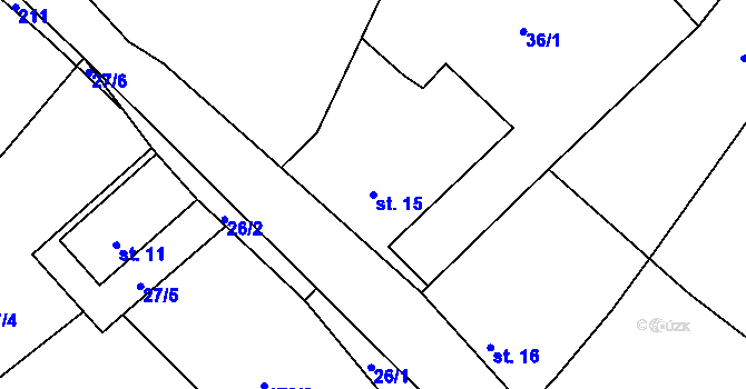 Parcela st. 15 v KÚ Štěchov, Katastrální mapa