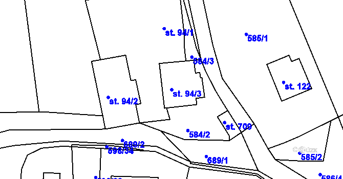 Parcela st. 94/3 v KÚ Štěchovice u Prahy, Katastrální mapa