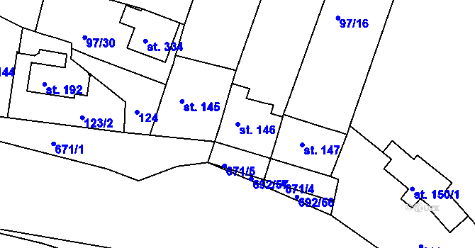 Parcela st. 146 v KÚ Štěchovice u Prahy, Katastrální mapa