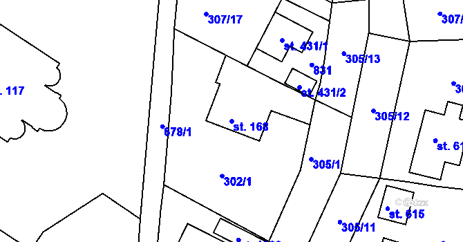 Parcela st. 168 v KÚ Štěchovice u Prahy, Katastrální mapa