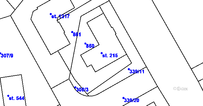 Parcela st. 215 v KÚ Štěchovice u Prahy, Katastrální mapa