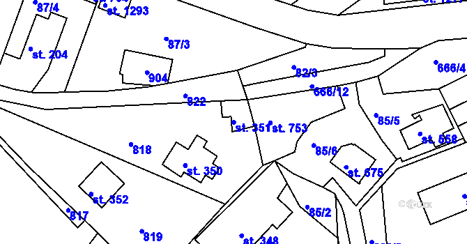 Parcela st. 351 v KÚ Štěchovice u Prahy, Katastrální mapa