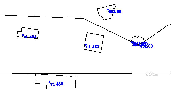 Parcela st. 433 v KÚ Štěchovice u Prahy, Katastrální mapa