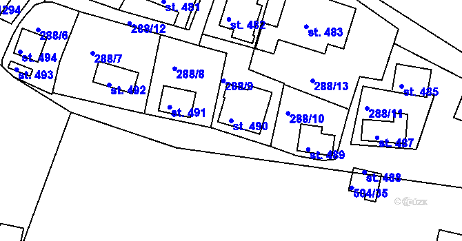 Parcela st. 490 v KÚ Štěchovice u Prahy, Katastrální mapa