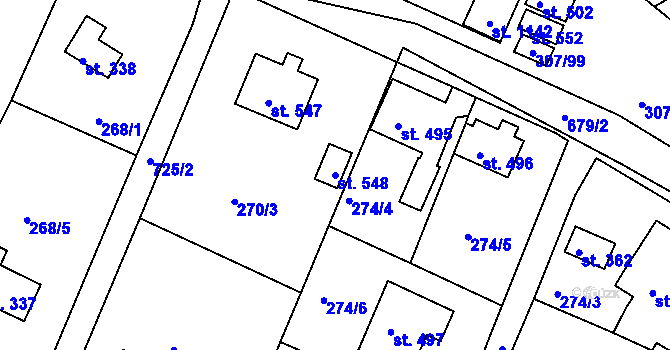 Parcela st. 548 v KÚ Štěchovice u Prahy, Katastrální mapa