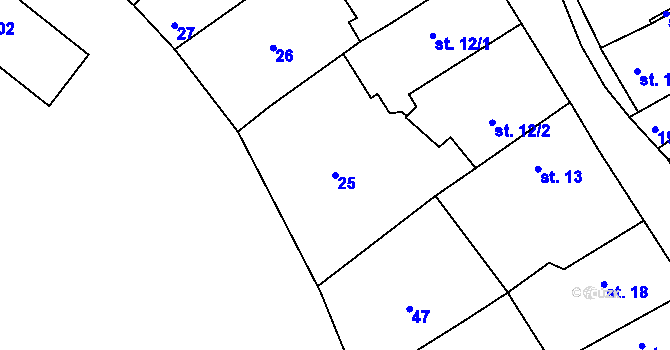 Parcela st. 25 v KÚ Štěchovice u Prahy, Katastrální mapa