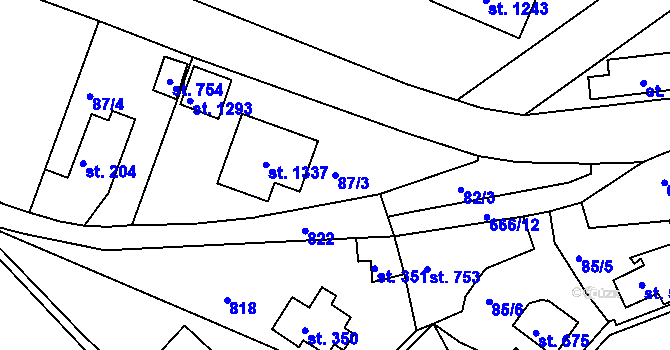 Parcela st. 87/3 v KÚ Štěchovice u Prahy, Katastrální mapa