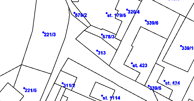 Parcela st. 313 v KÚ Štěchovice u Prahy, Katastrální mapa