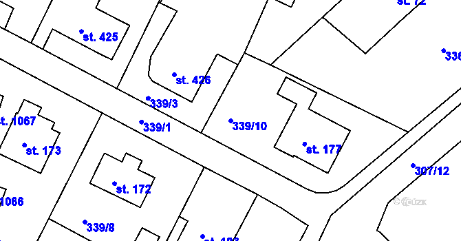 Parcela st. 339/10 v KÚ Štěchovice u Prahy, Katastrální mapa