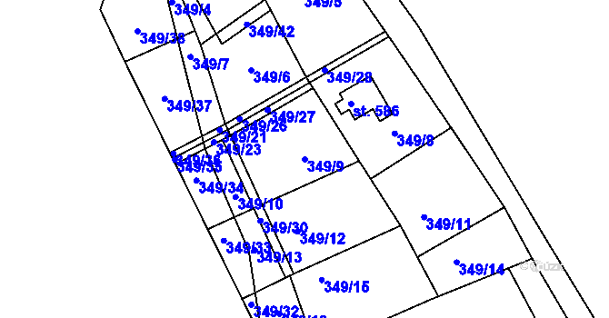 Parcela st. 349/9 v KÚ Štěchovice u Prahy, Katastrální mapa