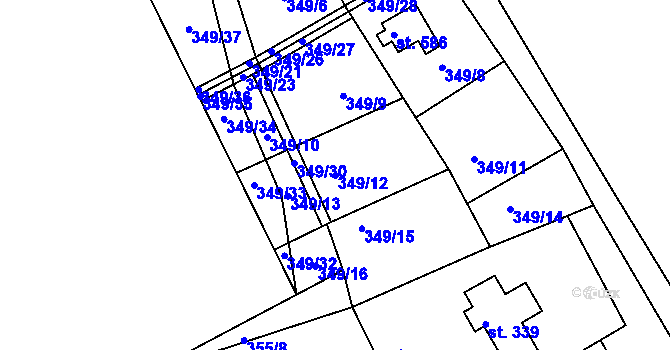Parcela st. 349/12 v KÚ Štěchovice u Prahy, Katastrální mapa