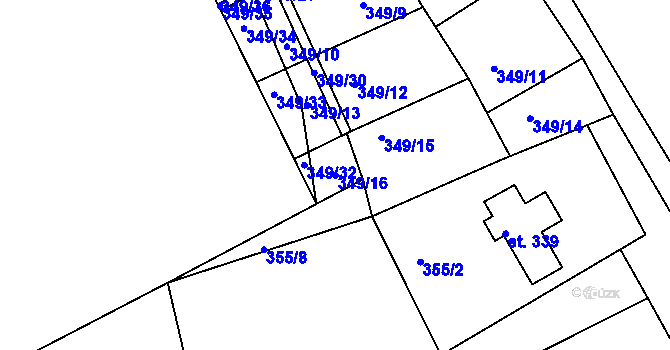 Parcela st. 349/16 v KÚ Štěchovice u Prahy, Katastrální mapa