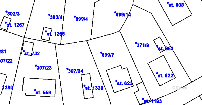 Parcela st. 699/7 v KÚ Štěchovice u Prahy, Katastrální mapa