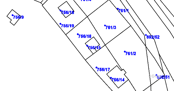 Parcela st. 756/15 v KÚ Štěchovice u Prahy, Katastrální mapa