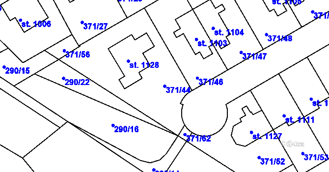 Parcela st. 371/44 v KÚ Štěchovice u Prahy, Katastrální mapa