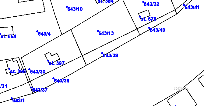 Parcela st. 643/39 v KÚ Štěchovice u Prahy, Katastrální mapa