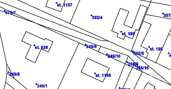 Parcela st. 249/9 v KÚ Štěchovice u Prahy, Katastrální mapa