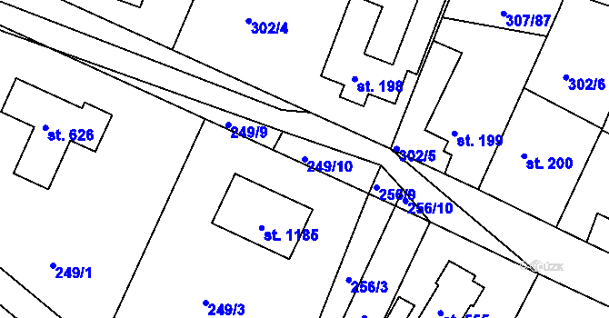 Parcela st. 249/10 v KÚ Štěchovice u Prahy, Katastrální mapa