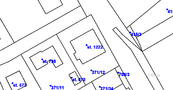 Parcela st. 1222 v KÚ Štěchovice u Prahy, Katastrální mapa