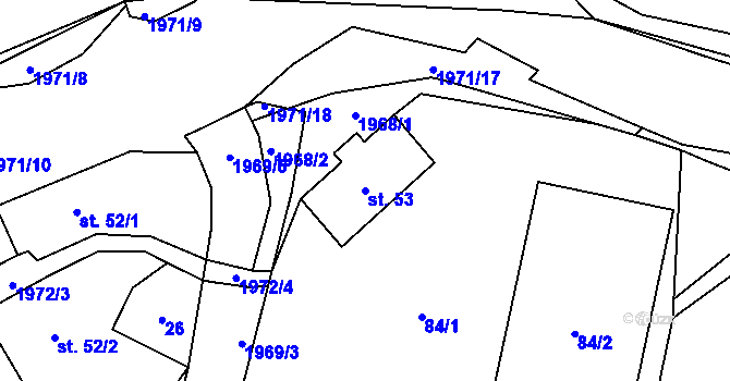 Parcela st. 53 v KÚ Štěchovice, Katastrální mapa