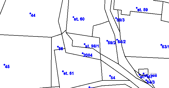 Parcela st. 98/1 v KÚ Štěchovice, Katastrální mapa