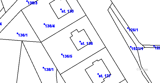 Parcela st. 136 v KÚ Štěchovice, Katastrální mapa