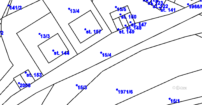 Parcela st. 15/4 v KÚ Štěchovice, Katastrální mapa