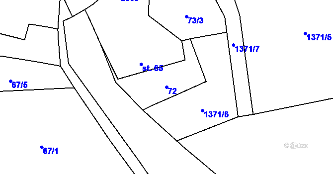 Parcela st. 72 v KÚ Štěchovice, Katastrální mapa