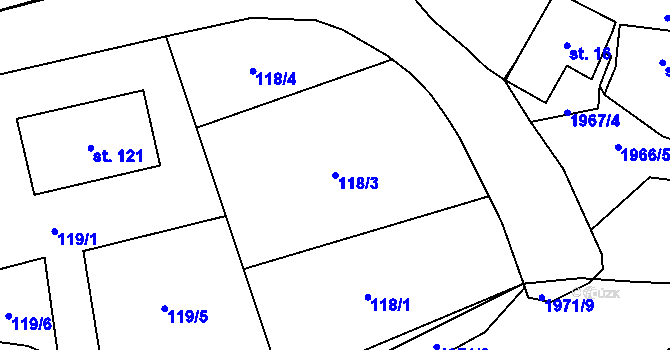 Parcela st. 118/3 v KÚ Štěchovice, Katastrální mapa