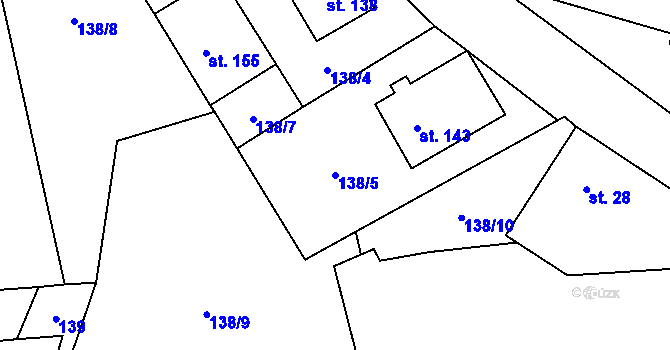 Parcela st. 138/5 v KÚ Štěchovice, Katastrální mapa