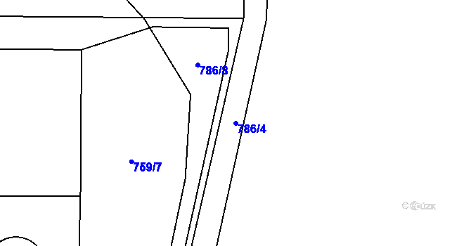 Parcela st. 786/4 v KÚ Štěchovice, Katastrální mapa