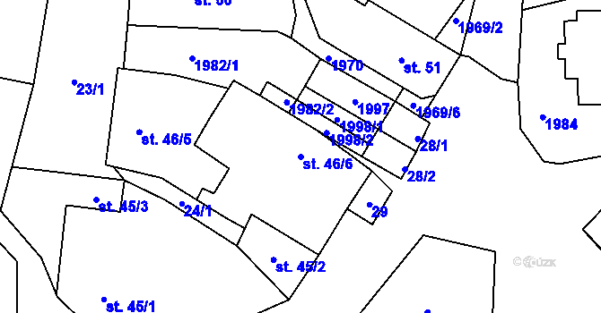 Parcela st. 46/6 v KÚ Štěchovice, Katastrální mapa