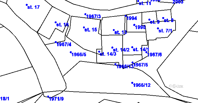 Parcela st. 14/3 v KÚ Štěchovice, Katastrální mapa