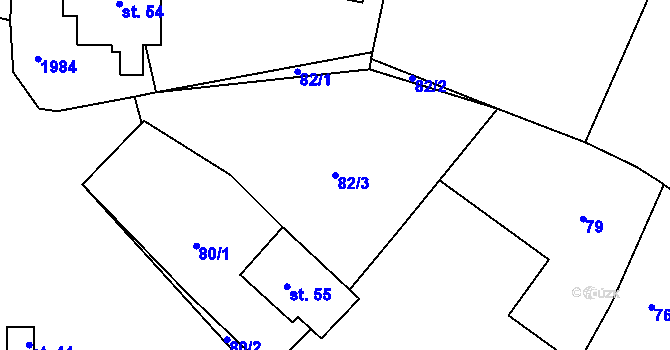 Parcela st. 82/3 v KÚ Štěchovice, Katastrální mapa