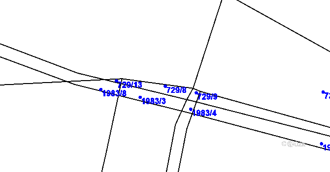 Parcela st. 729/8 v KÚ Štěchovice, Katastrální mapa