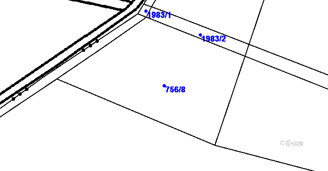 Parcela st. 756/8 v KÚ Štěchovice, Katastrální mapa