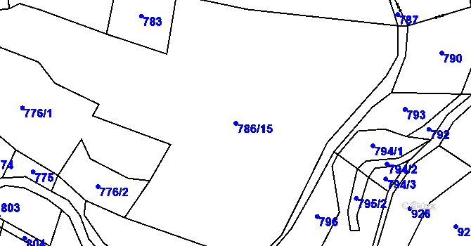 Parcela st. 786/15 v KÚ Štěchovice, Katastrální mapa