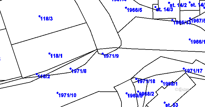 Parcela st. 1971/9 v KÚ Štěchovice, Katastrální mapa