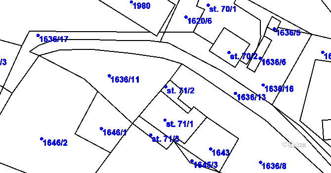 Parcela st. 71/2 v KÚ Štěchovice, Katastrální mapa