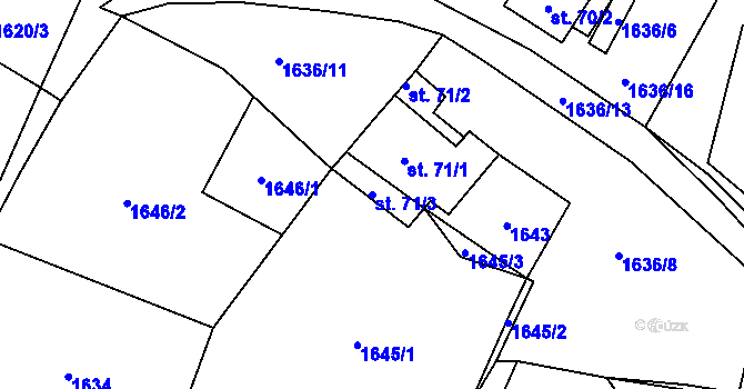 Parcela st. 71/3 v KÚ Štěchovice, Katastrální mapa