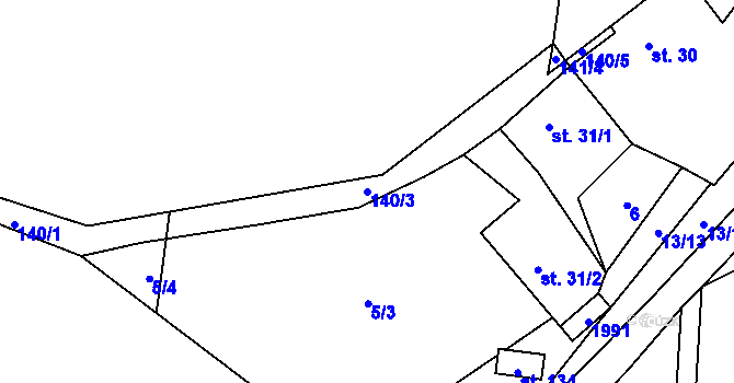 Parcela st. 140/3 v KÚ Štěchovice, Katastrální mapa