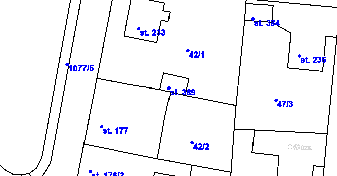 Parcela st. 389 v KÚ Štěkeň, Katastrální mapa